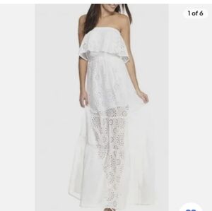 Michael Michael Kors White Eyelet Tiered Maxi Dress OX